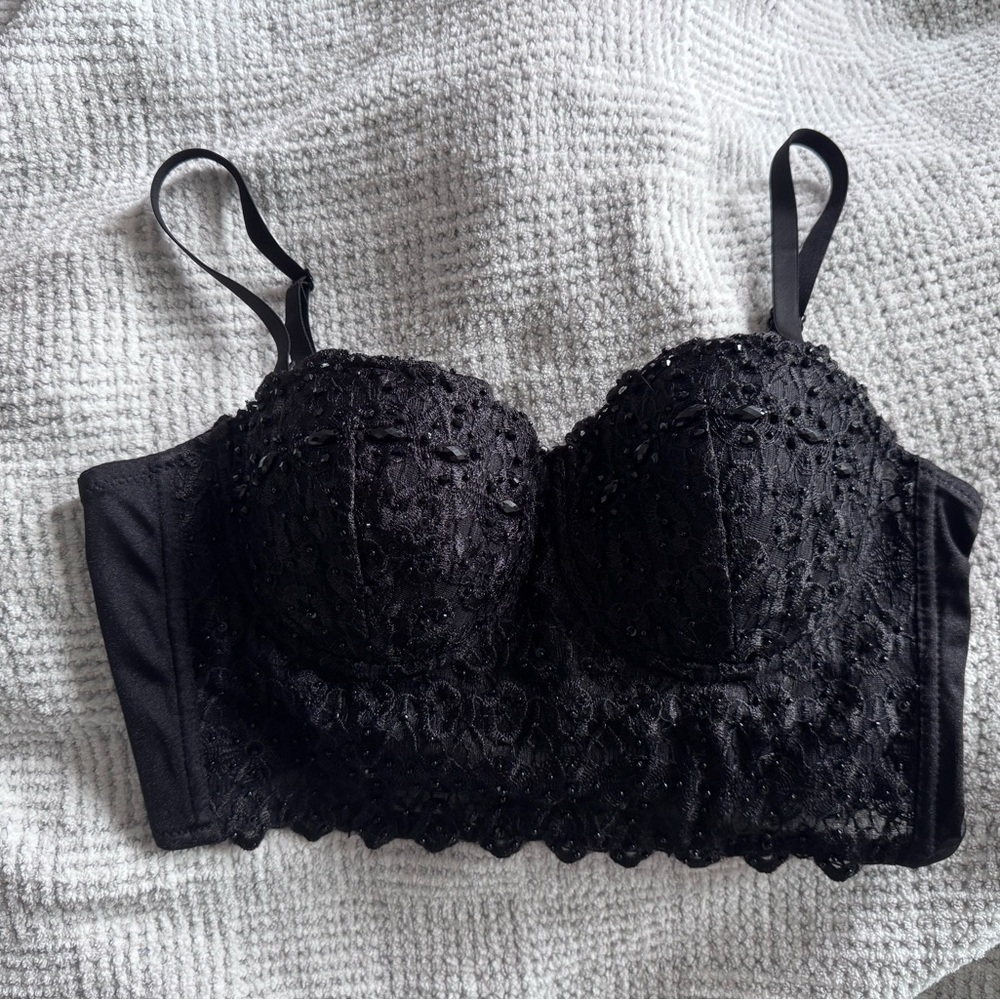 Black Lace Longline Bustier